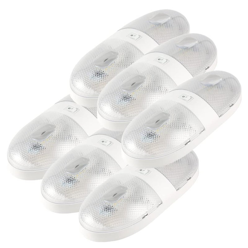 Lumitronics RV 12V Double LED Ceiling Dome Light, On/Off Switch, Removable Lenses (Pack of 6) - Image 1